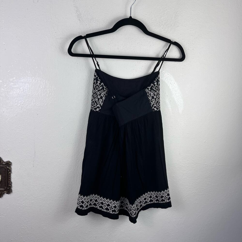 Hazel Women's Black Peasant Flowy Boho Empire Waist Strappy Tank Top Small Y2K - Picture 5 of 8